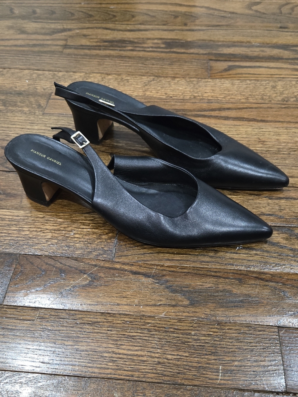 Mansur Gavriel Slingback Leather Black Pumps 39 Classic Pointed Toe